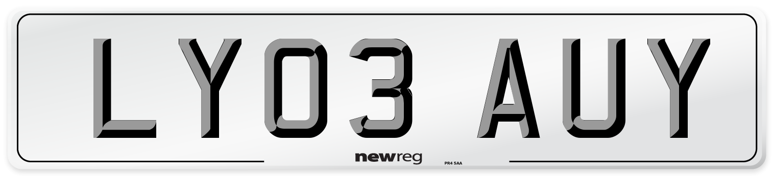 LY03 AUY Number Plate from New Reg